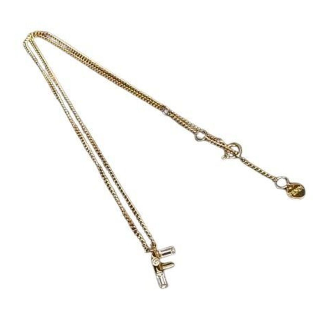 FENDI First Necklace 8AH718 Gold Metal Rhinestone Women's Pendant